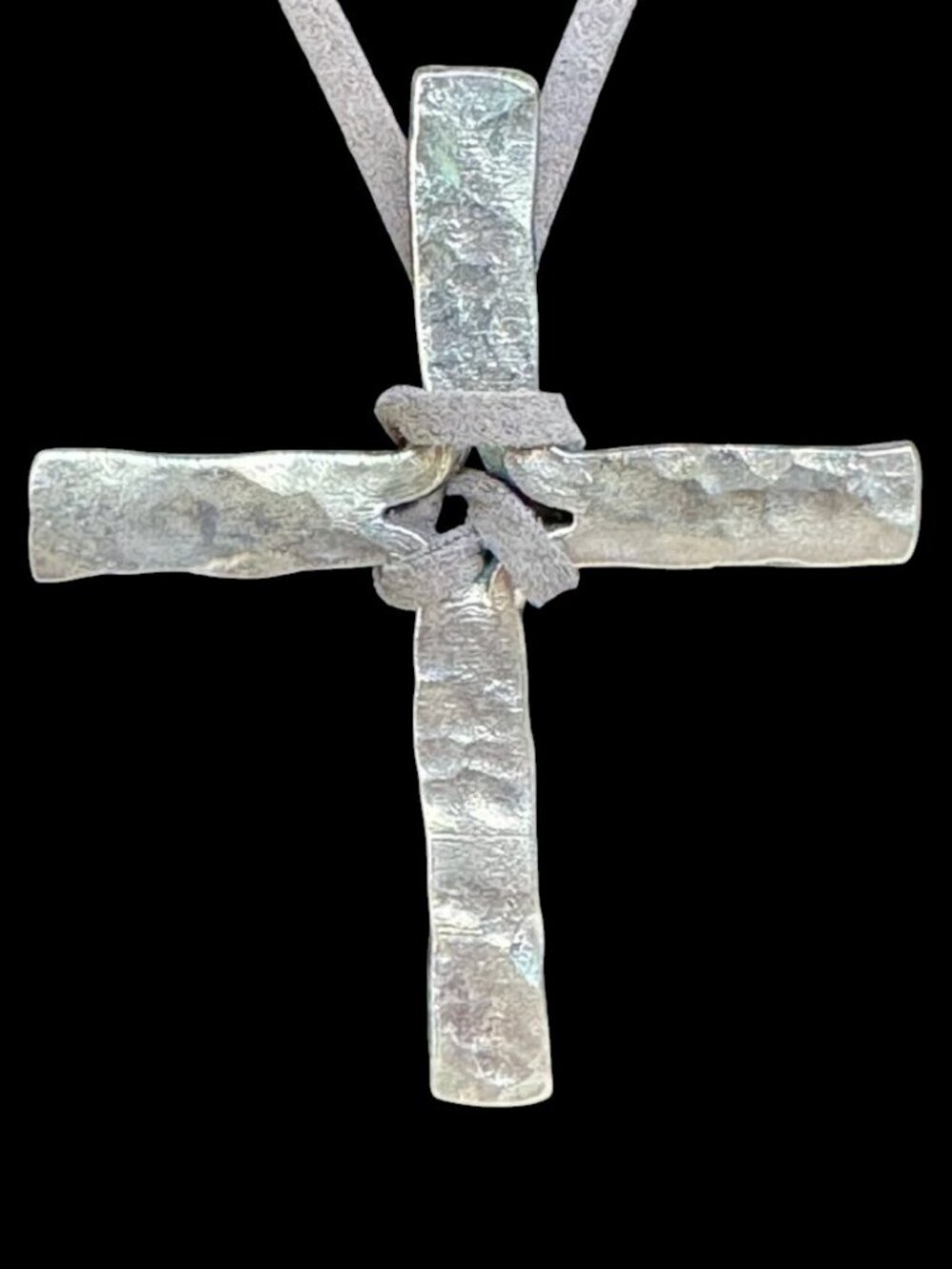Gypsy Cowboy Handmade Hammered Steel Cross Necklace - Picture 3 of 6